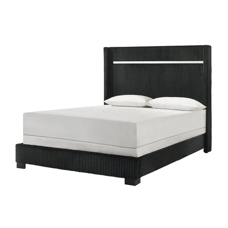 Pedro 6-Piece Black Velvet Upholstered Bedroom Collection 2