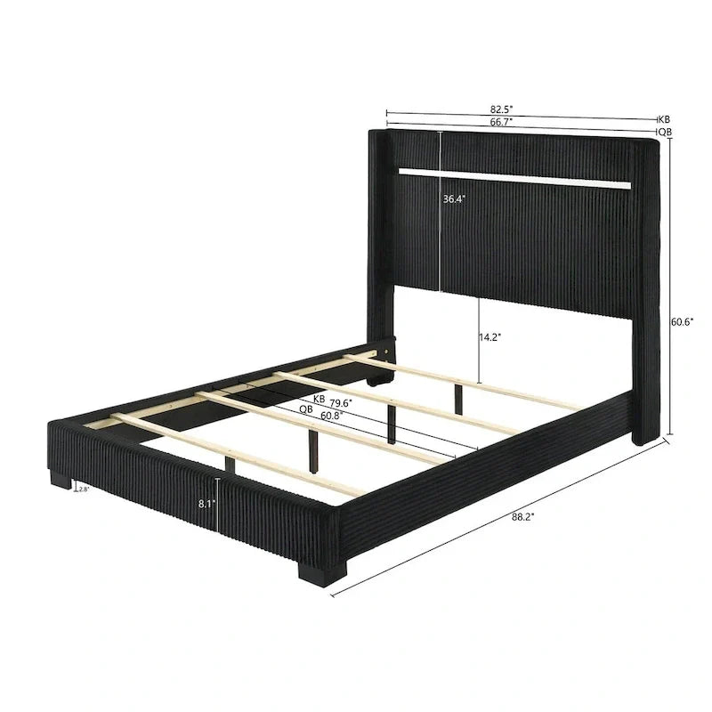 Pedro 6-Piece Black Velvet Upholstered Bedroom Collection 4