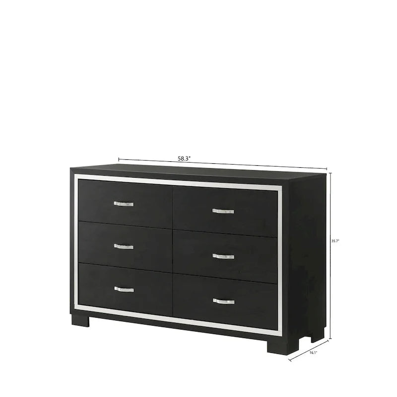 Pedro 6-Piece Black Velvet Upholstered Bedroom Collection 8