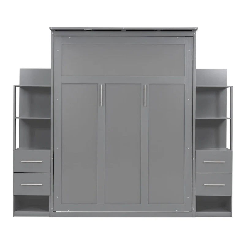 Murphy Bed with Storage Shelves Drawers and Foldable Cabinet Design 4
