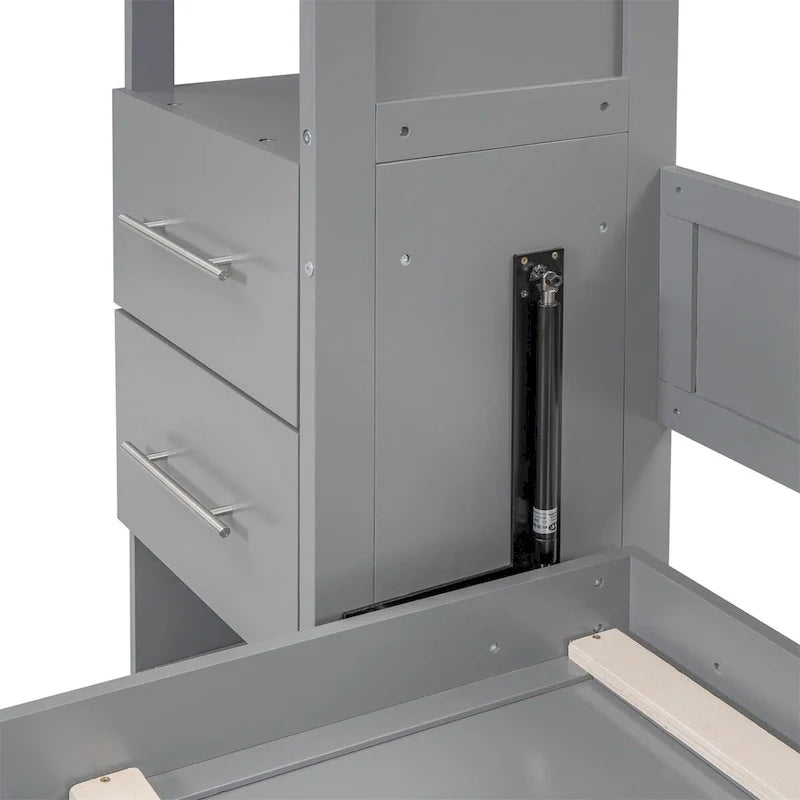Merax Murphy Bed with Shelves, Drawers, and Integrated LED Lighting 7