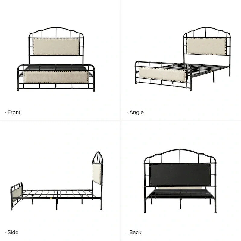 HULALA HOME Eufemia Industrial 62-Inch High Headboard Metal Platform Bed Frame 4