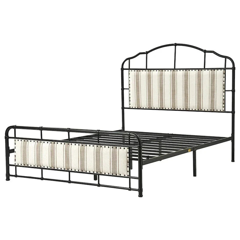 HULALA HOME Eufemia Industrial 62-Inch High Headboard Metal Platform Bed Frame 17