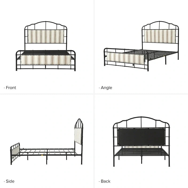 HULALA HOME Eufemia Industrial 62-Inch High Headboard Metal Platform Bed Frame 19