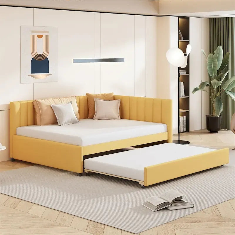 Merax Upholstered Full-Size Daybed with Trundle Feature 35