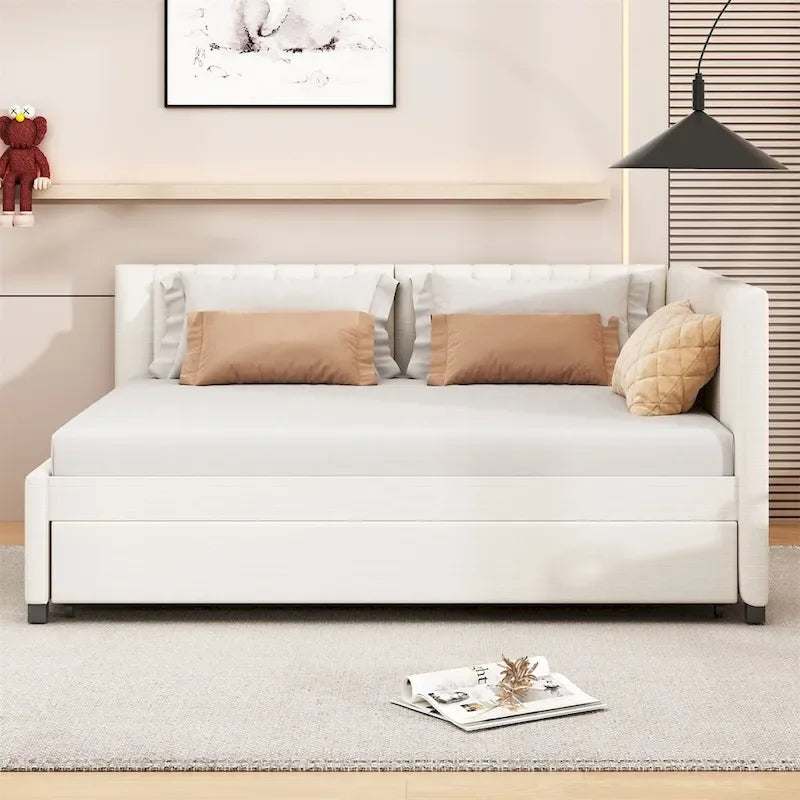 Merax Upholstered Full-Size Daybed with Trundle Feature 2