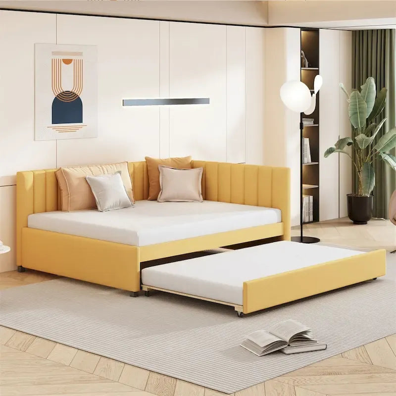Merax Upholstered Full-Size Daybed with Trundle Feature 17