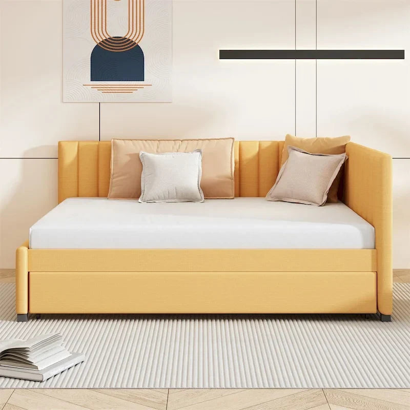 Merax Upholstered Full-Size Daybed with Trundle Feature 18