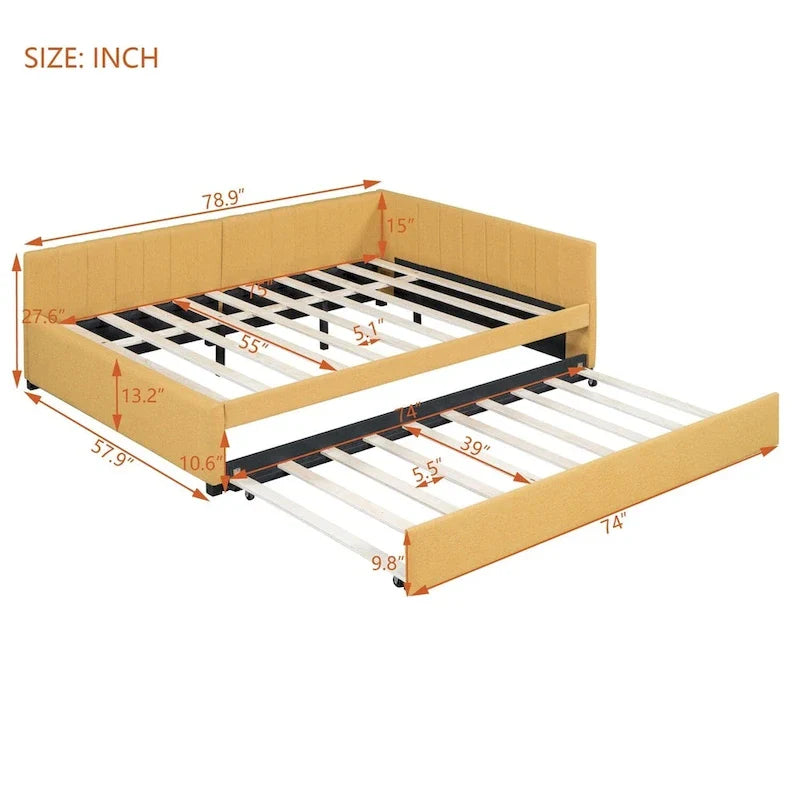 Merax Upholstered Full-Size Daybed with Trundle Feature 24