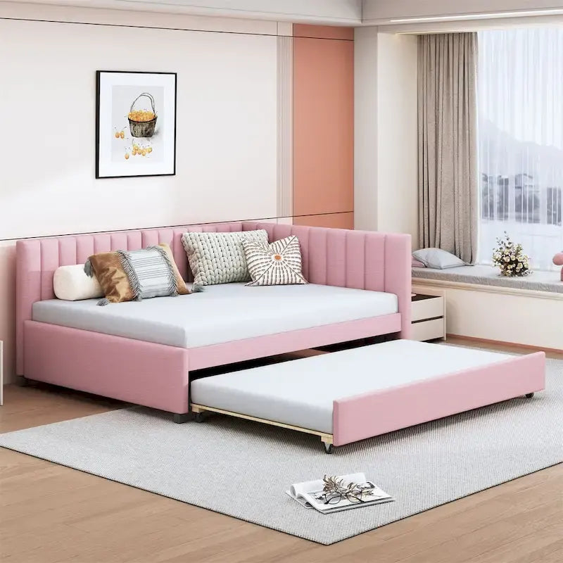 Merax Upholstered Full-Size Daybed with Trundle Feature 25