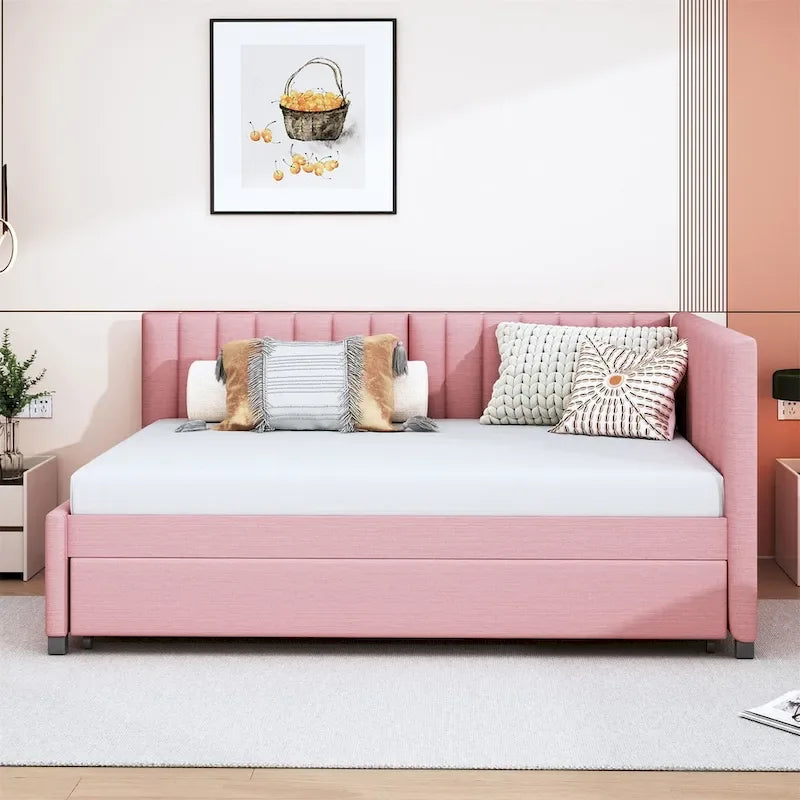 Merax Upholstered Full-Size Daybed with Trundle Feature 26