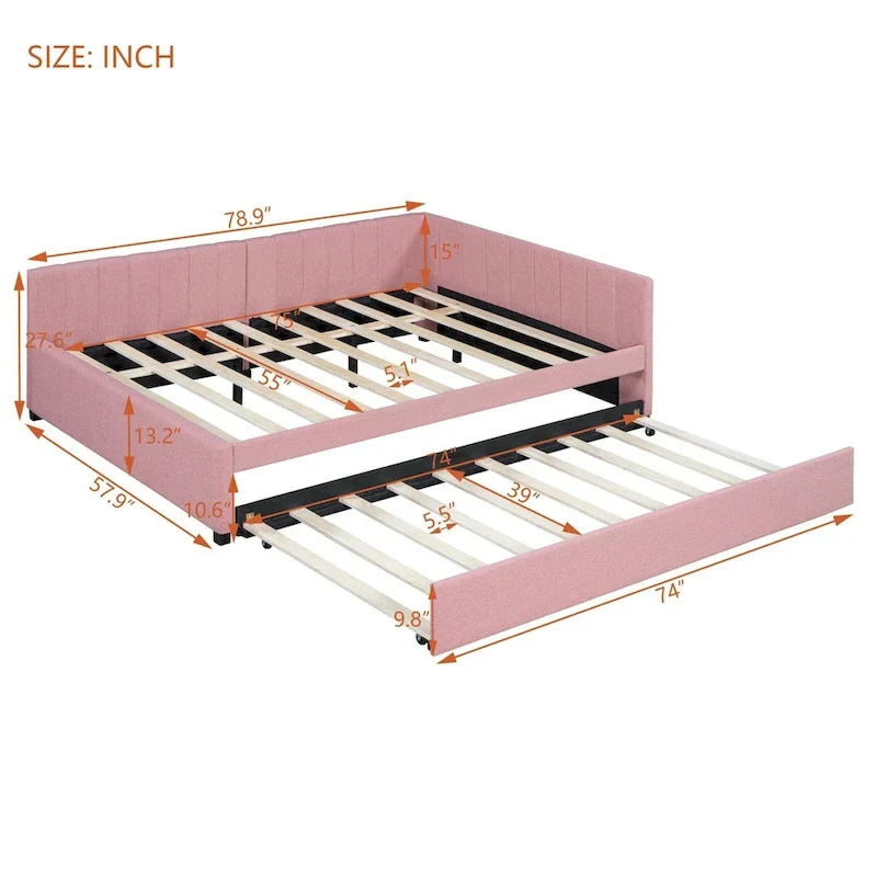 Merax Upholstered Full-Size Daybed with Trundle Feature 32