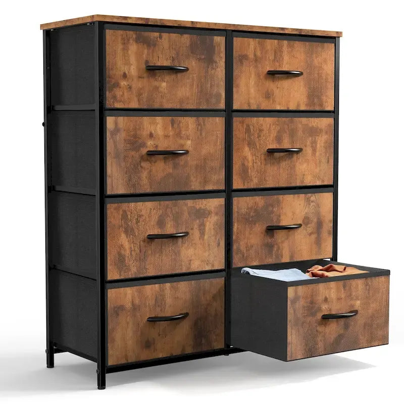 8-Drawer Tall Fabric Dresser with Wood Top and Sturdy Steel Frame - Stylish Bedroom Storage Solution 16