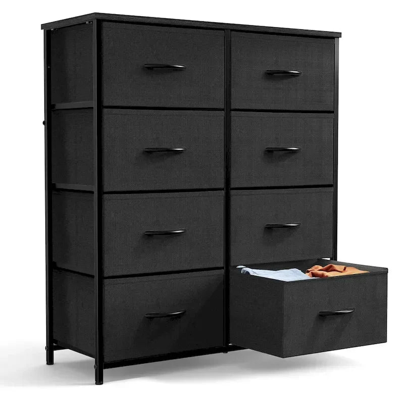 8-Drawer Tall Fabric Dresser with Wood Top and Sturdy Steel Frame - Stylish Bedroom Storage Solution 1