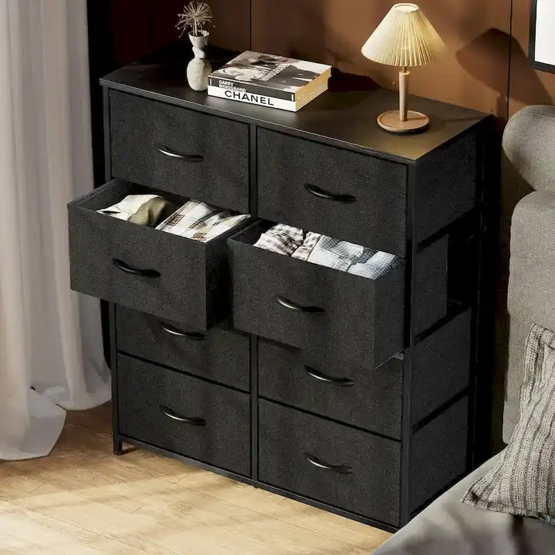 8-Drawer Tall Fabric Dresser with Wood Top and Sturdy Steel Frame - Stylish Bedroom Storage Solution 6