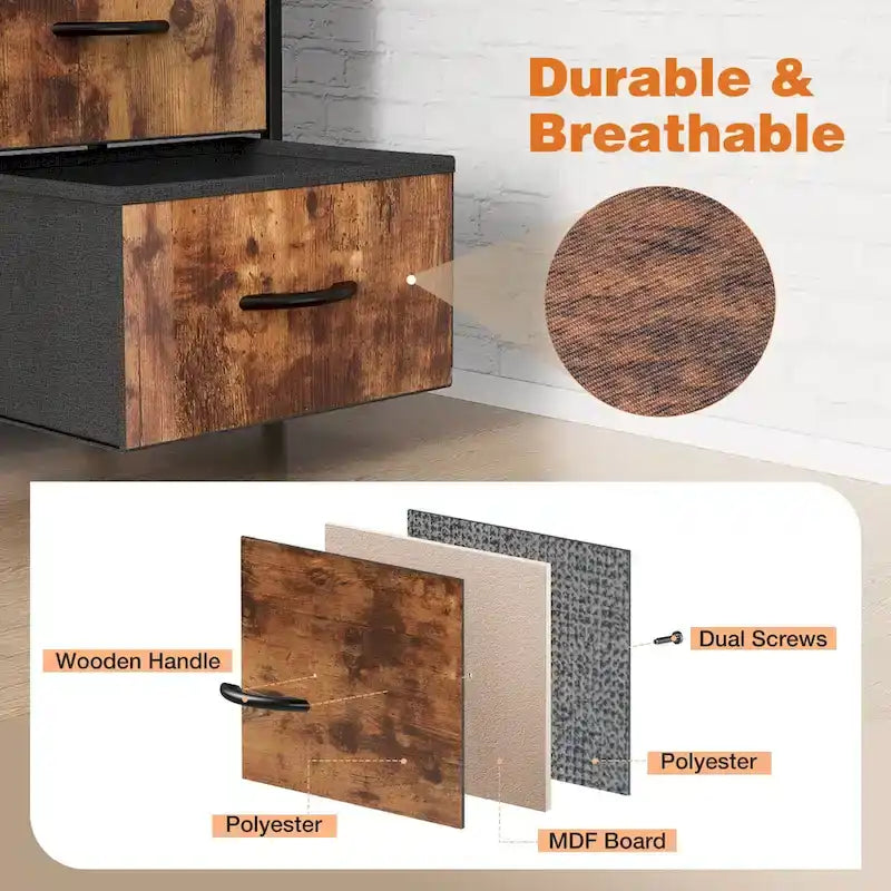 8-Drawer Tall Fabric Dresser with Wood Top and Sturdy Steel Frame - Stylish Bedroom Storage Solution 12