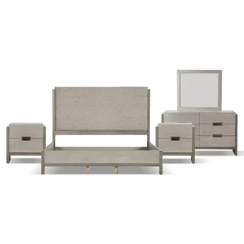 Furniture of America Cruz Modern Gray Solid Wood 5-Piece Bedroom Set: Includes Bed, 2 Nightstands, Dresser, and Mirror 8