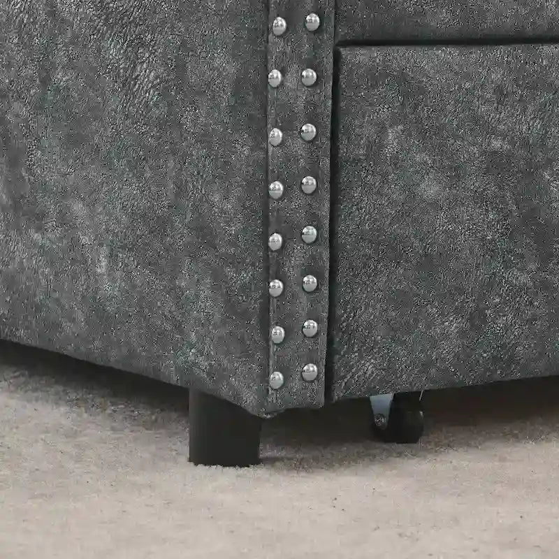 Upholstered Tufted Queen Size Daybed Sofa Bed with Storage Drawers 7