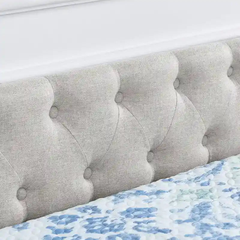 Upholstered Tufted Queen Size Daybed Sofa Bed with Storage Drawers 36