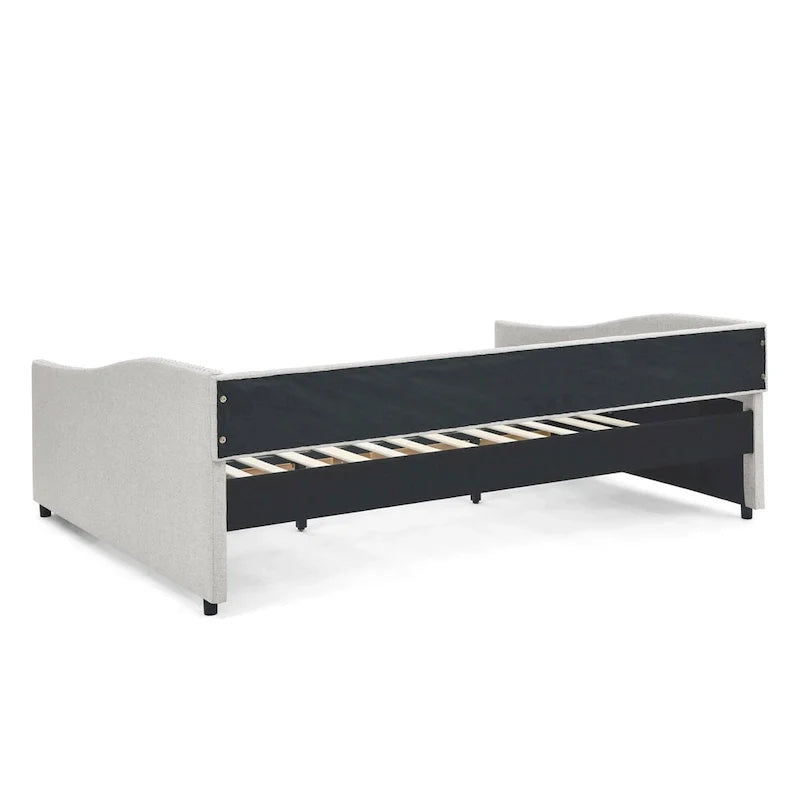 Upholstered Tufted Queen Size Daybed Sofa Bed with Storage Drawers 40