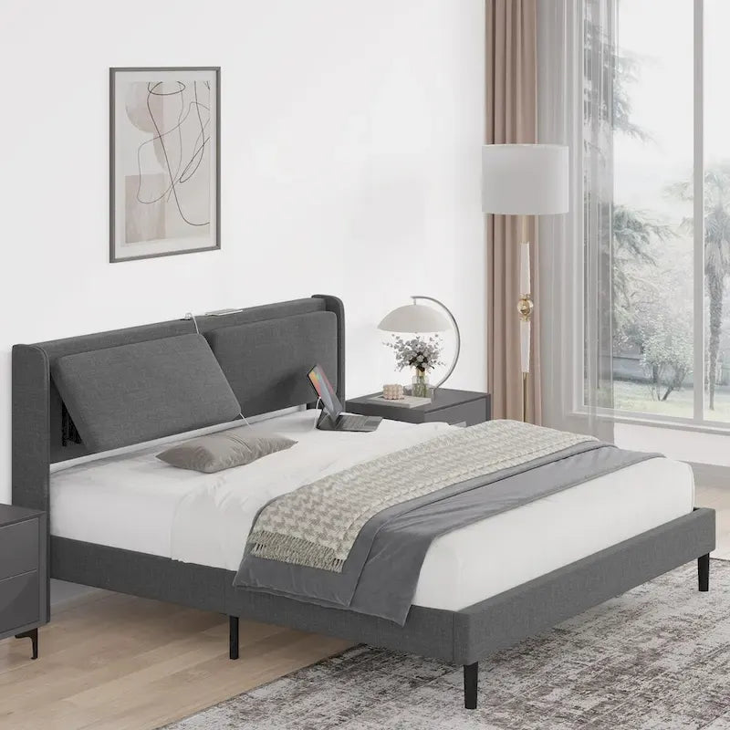 Queen Bed Frame Featuring USB Charging Ports 1