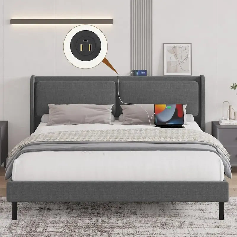 Queen Bed Frame Featuring USB Charging Ports 3