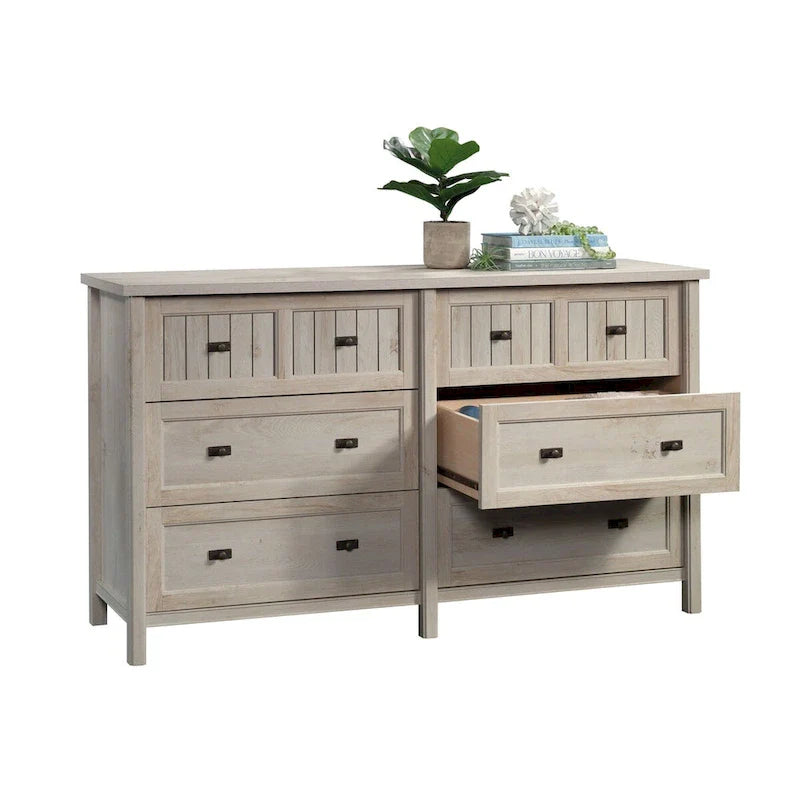 Wood Dresser with 6 Drawers Storage Cabinet with Thick Top 2