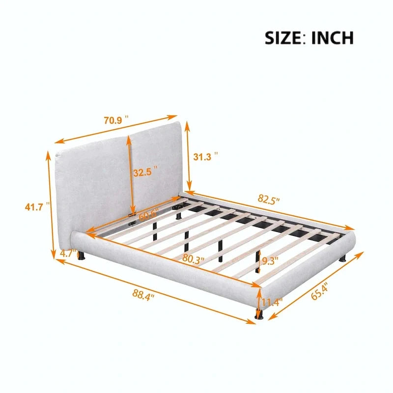 Queen-Sized Polyester Platform Bed Featuring Dual Oversized Headrests 3