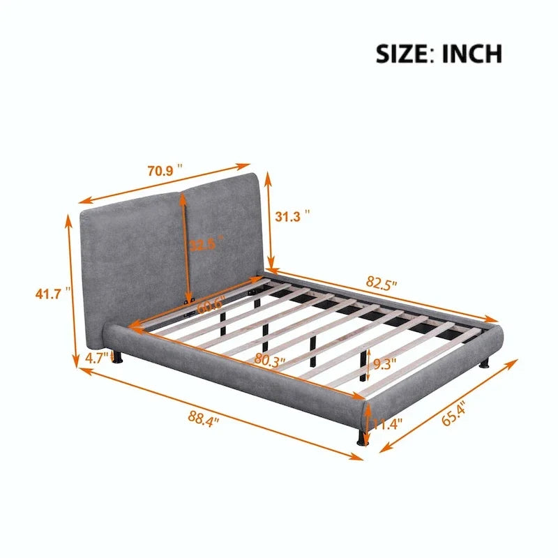 Queen-Sized Polyester Platform Bed Featuring Dual Oversized Headrests 7