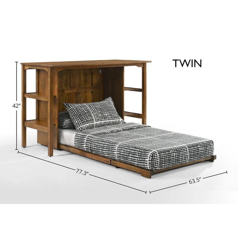 Murphy Desk Bed with Built In Shelves USB Charging and Foldable Design