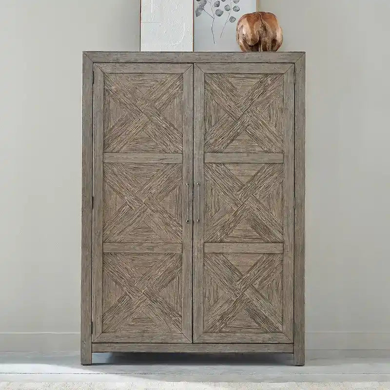 Skyview Lodge Cobblestone Oak Armoire - Spacious Bedroom Storage (54" W x 20" D x 75" H) 1