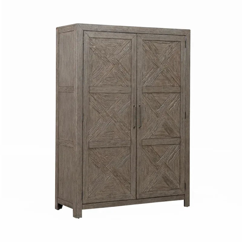Skyview Lodge Cobblestone Oak Armoire - Spacious Bedroom Storage (54" W x 20" D x 75" H) 2