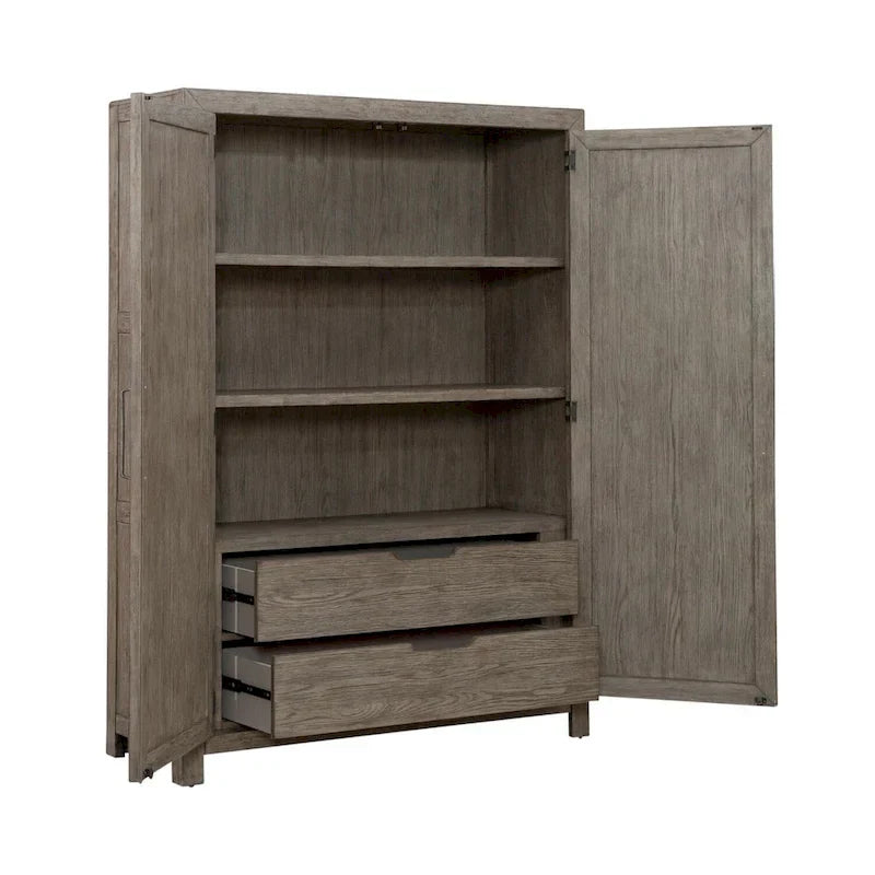 Skyview Lodge Cobblestone Oak Armoire - Spacious Bedroom Storage (54" W x 20" D x 75" H) 7