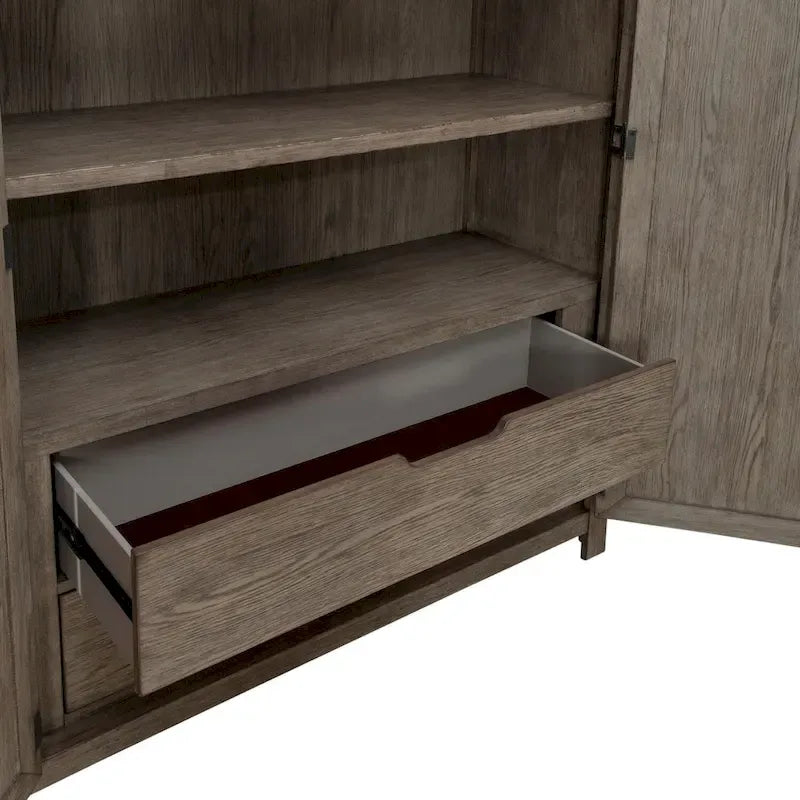 Skyview Lodge Cobblestone Oak Armoire - Spacious Bedroom Storage (54" W x 20" D x 75" H) 8