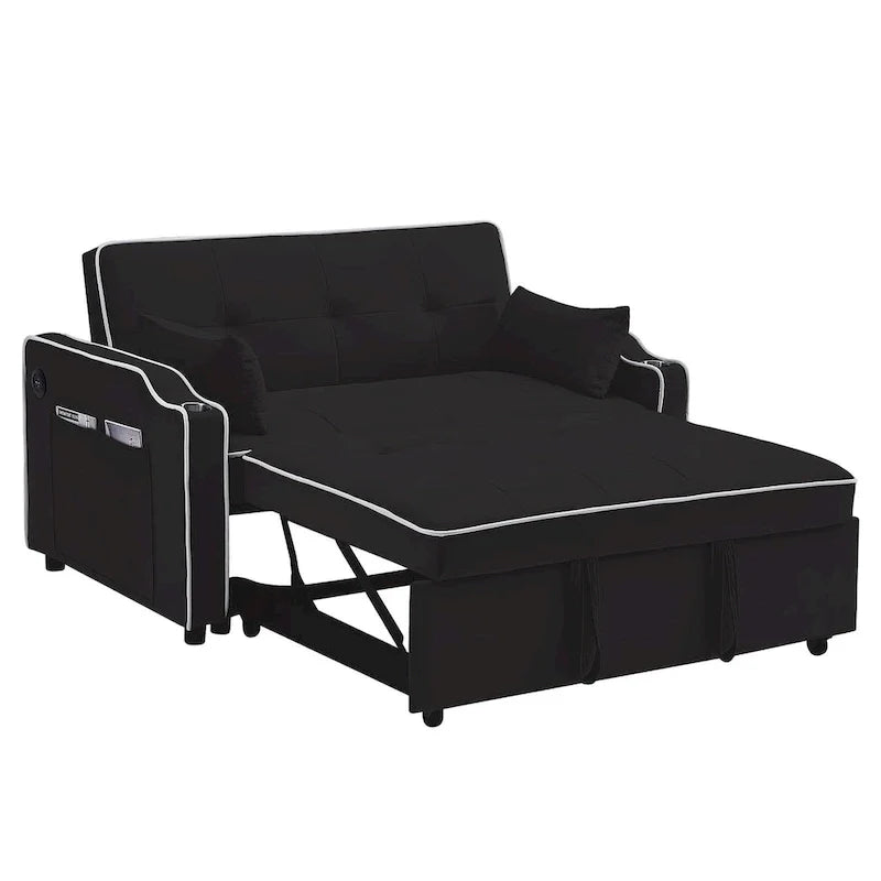 3-in-1 Modern Velvet Sleeper Sofa Bed: Convertible Loveseat with Pull-Out Bed 1