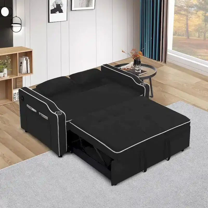 3-in-1 Modern Velvet Sleeper Sofa Bed: Convertible Loveseat with Pull-Out Bed 5