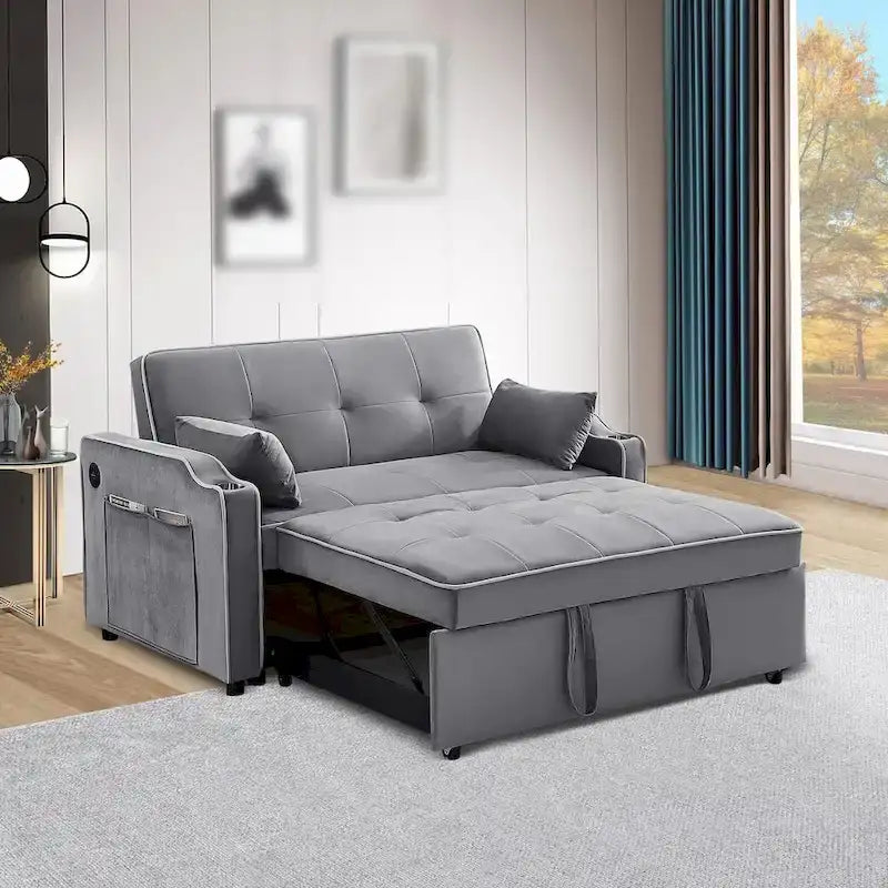 3-in-1 Modern Velvet Sleeper Sofa Bed: Convertible Loveseat with Pull-Out Bed 8