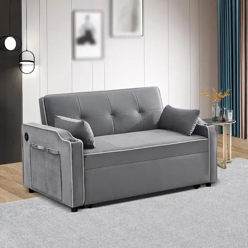 3-in-1 Modern Velvet Sleeper Sofa Bed: Convertible Loveseat with Pull-Out Bed 10
