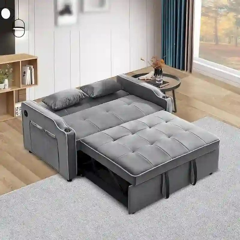 3-in-1 Modern Velvet Sleeper Sofa Bed: Convertible Loveseat with Pull-Out Bed 12
