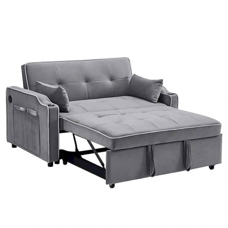 3-in-1 Modern Velvet Sleeper Sofa Bed: Convertible Loveseat with Pull-Out Bed 13