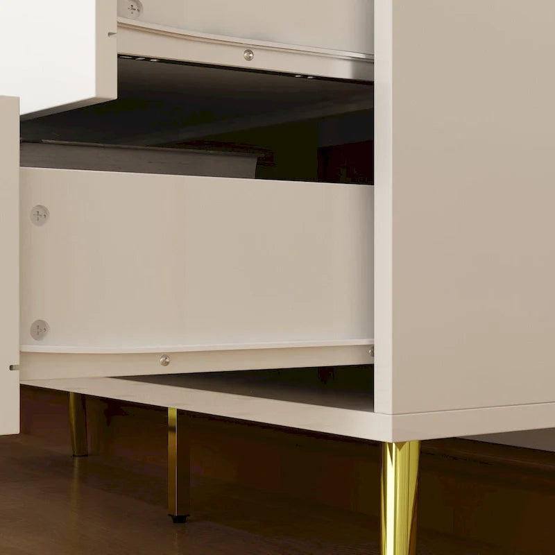 Elegant 6-Drawer Double Dresser with Gold Accents for Stylish Bedroom Storage 10
