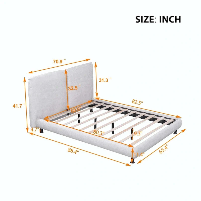 Queen Platform Bed with Dual Oversized Headrests 20
