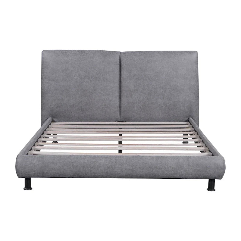Queen Platform Bed with Dual Oversized Headrests 3