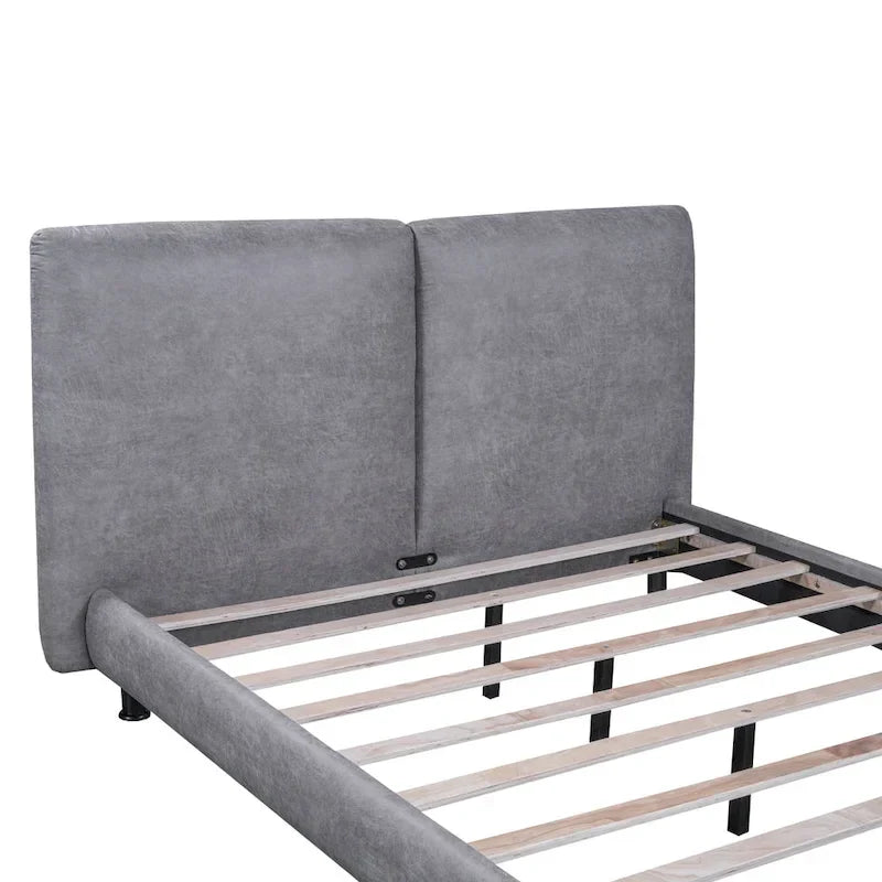 Queen Platform Bed with Dual Oversized Headrests 8
