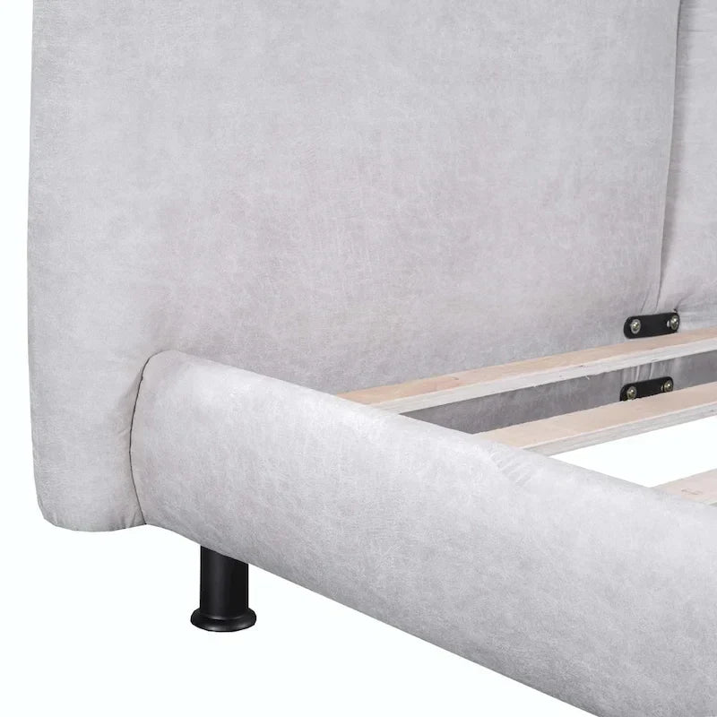 Queen Platform Bed with Dual Oversized Headrests 15