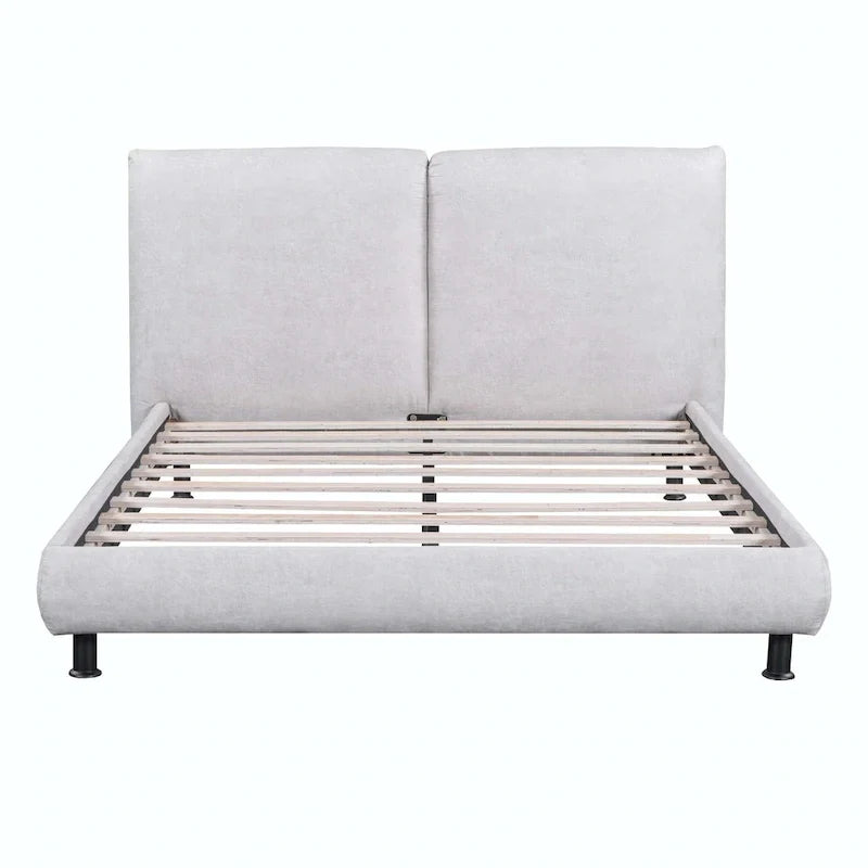 Queen Platform Bed with Dual Oversized Headrests 16
