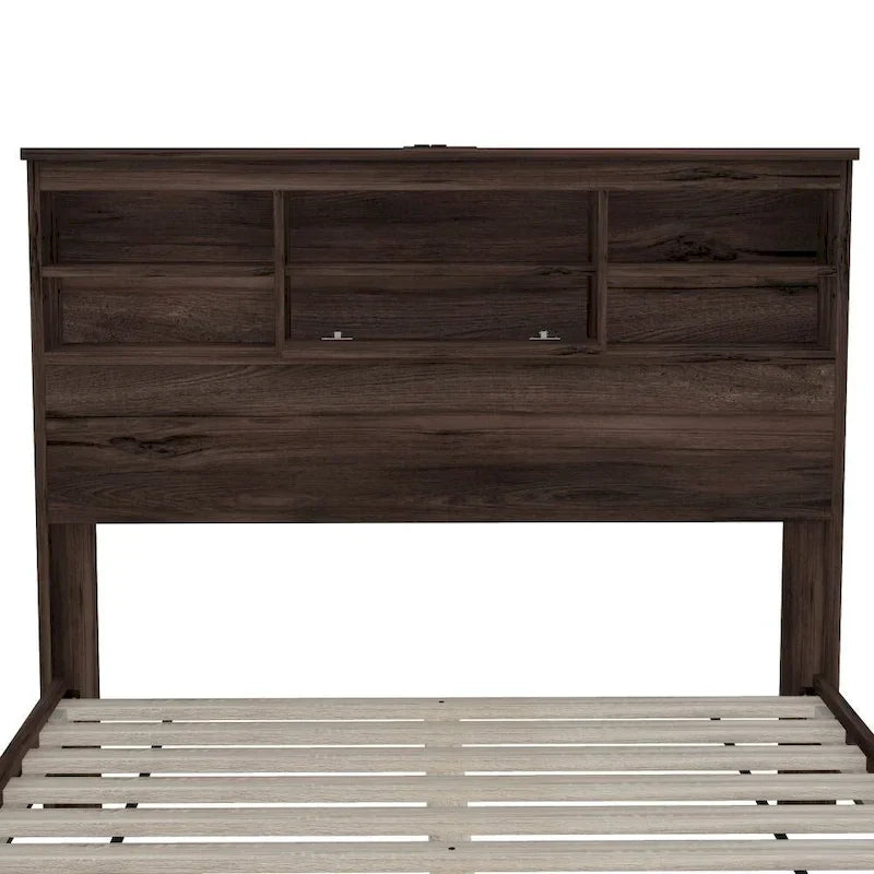 Vintage Queen Size Bedroom Set: 4-Piece Wooden Bed Frame with 2 Nightstands and 1 Dresser 5