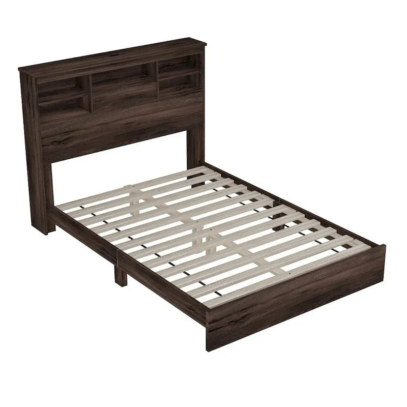 Vintage Queen Size Bedroom Set: 4-Piece Wooden Bed Frame with 2 Nightstands and 1 Dresser 6