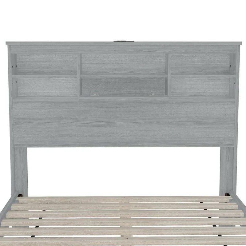Vintage Queen Size Bedroom Set: 4-Piece Wooden Bed Frame with 2 Nightstands and 1 Dresser 11