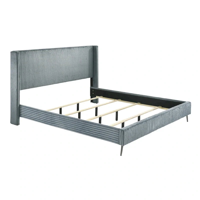 Roundhill Furniture Mavela King Size Panel Bed with Wide Wale Corduroy Upholstery 9
